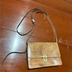 Patricia Nash Tan Map Print Crossbody Bag